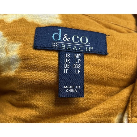 NEW D&Co Beach Tie Dye 1/4 Sleeve Blouse Petite Medium MP Women’s Yellow - Picture 3 of 9